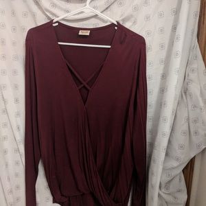 Mossimo Maroon Criss Cross Top